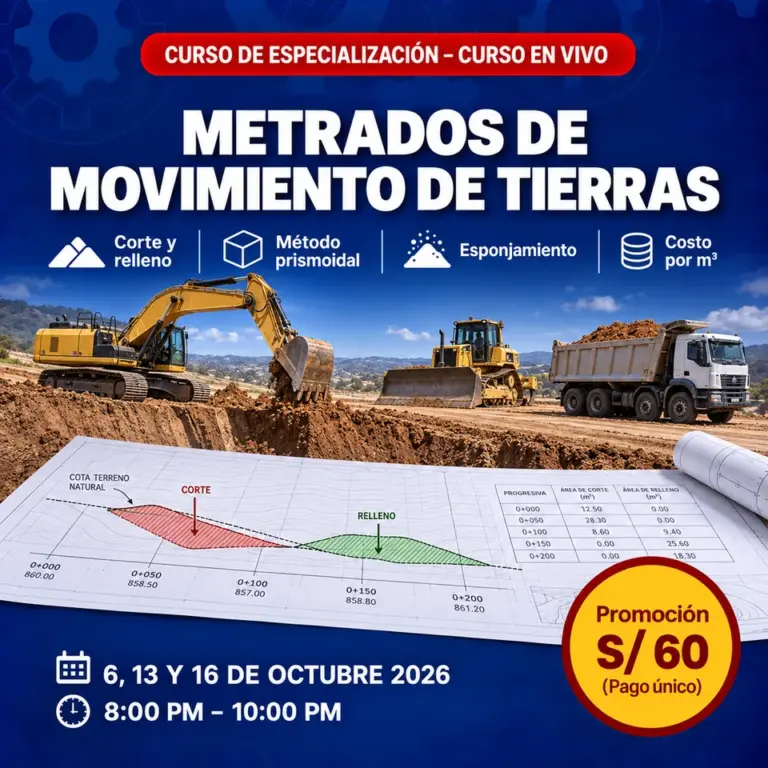 Metrados de Movimiento de Tierras - curso en vivo de C-Ingeniería, octubre 2026