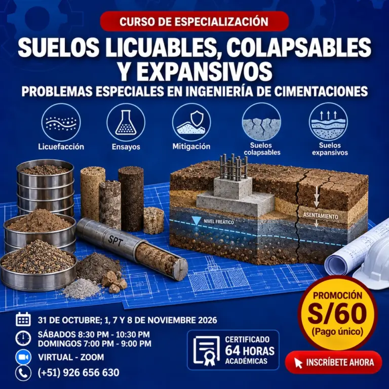 Suelos Licuables, Colapsables, Expansivos y Problemas Especiales en Ingeniería de Cimentaciones - curso en vivo de C-Ingeniería, octubre 2026