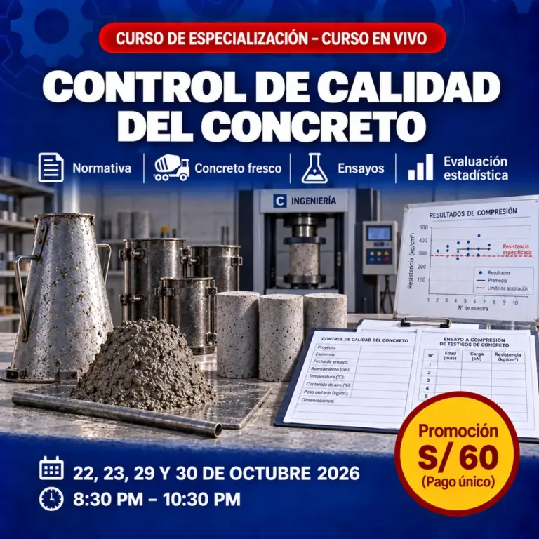 Control de Calidad del Concreto - curso en vivo de C-Ingeniería, octubre 2026